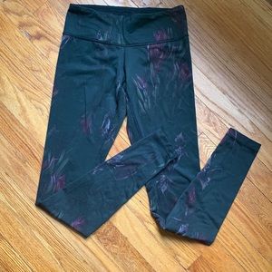 RARE LULULEMON leggings, purple iris pattern extra long to fold over heels